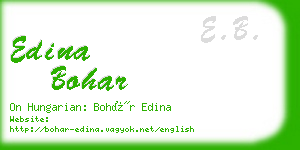 edina bohar business card